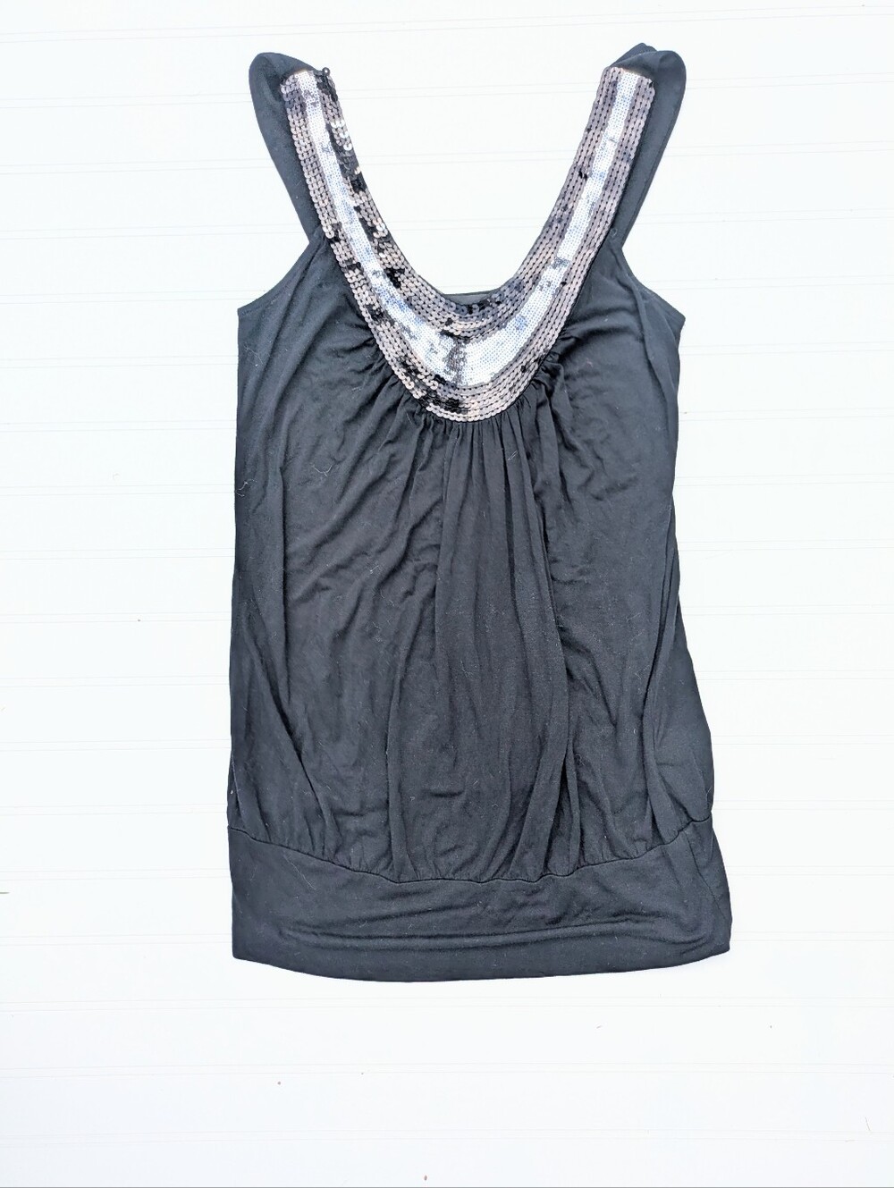Forever 21 Vintage Y2K Black Sequined Long Banded Hem Sleeveless Top